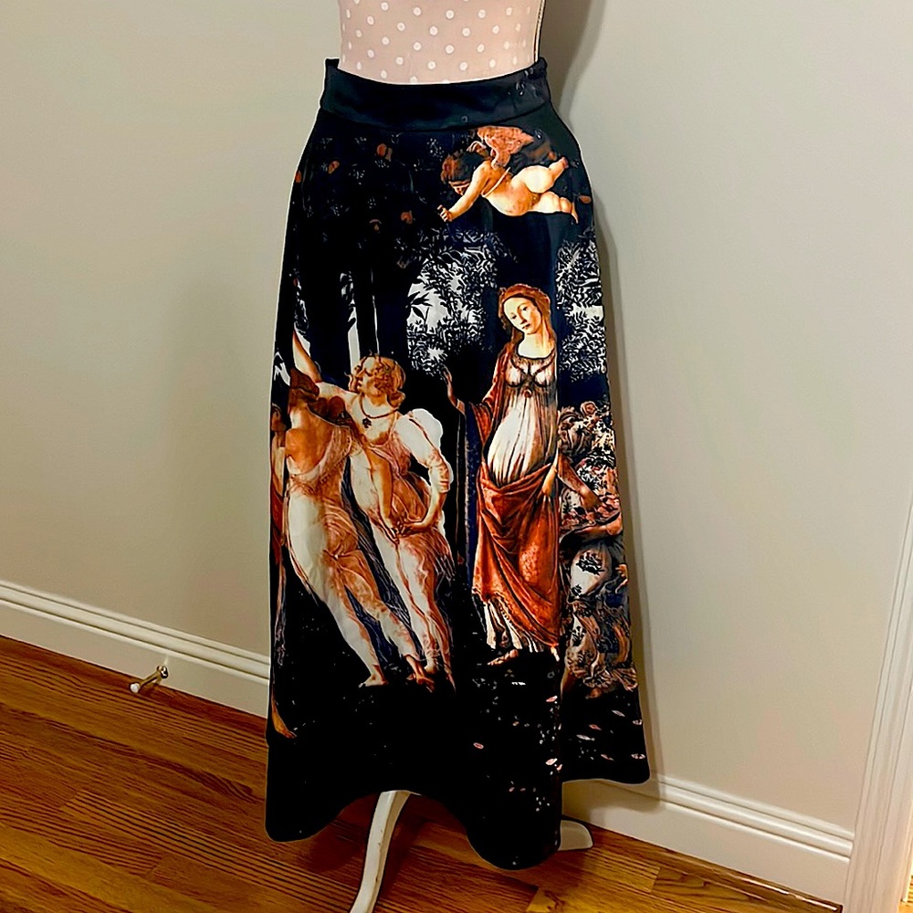 Maxi a-line baroque medieval printed skirt